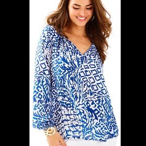 Lilly Pulitzer Willa Top Indigo Home Slice